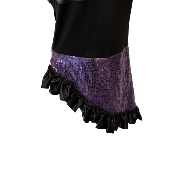 Halloween Costume Flapper Dress Latin Dancer Ruffles One Shoulder Sz M Ice Skate - Picture 3 of 6